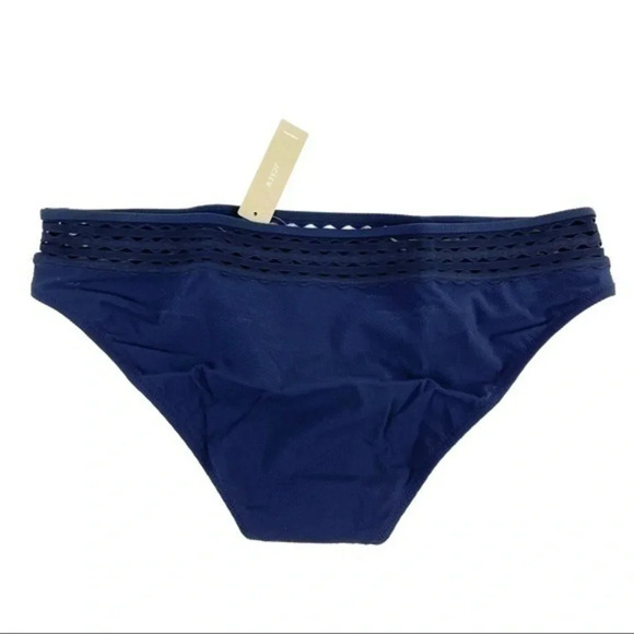 New J Crew Low Rider Pique Bikini Bottom Navy Blue - Picture 2 of 3